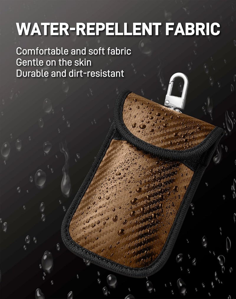 Vammcht Upgraded Faraday Bag for Key Fob (2 Pack), Premium Faraday Key Fob Protector– Car RFID Signal Blocking, Car Security Protection, Anti-Theft Pouch, Anti-Hacking Case Blocker Brown - Image 4